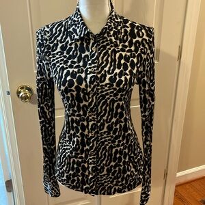 Tory Burch silk leopard print blouse.